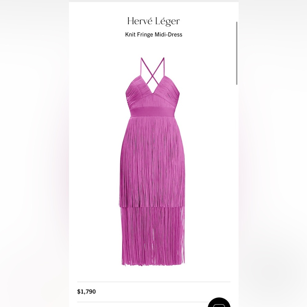 Herve leger plunging pink frindge dress